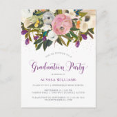 Blume | Imitats Glitzer Graduation Party Einladungspostkarte (Vorderseite)