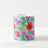 Blume in Aquamarin, rot und rosa Kaffeetasse (Mittel)