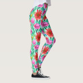 Blume in Aquamarin, rot und rosa Leggings (Rechts)