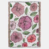 Blume in Aquarell und Tinte - Rosa und Grün Decke (Vorderseite Vertikal)