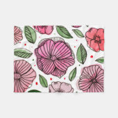 Blume in Aquarell und Tinte - Rosa und Grün Fleecedecke (Vorderseite (Horizontal))