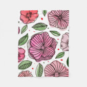 Blume in Aquarell und Tinte - Rosa und Grün Fleecedecke (Vorderseite)