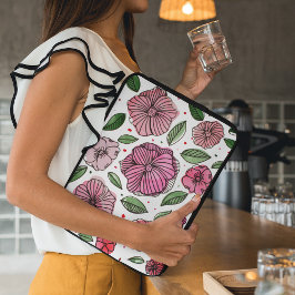 Blume in Aquarell und Tinte - Rosa und Grün Laptopschutzhülle
