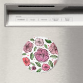 Blume in Aquarell und Tinte - Rosa und Grün Magnet (In Situ (Geschirrspüler))