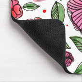 Blume in Aquarell und Tinte - Rosa und Grün Mousepad (Ecke)