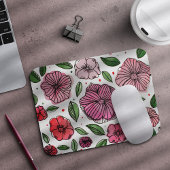 Blume in Aquarell und Tinte - Rosa und Grün Mousepad