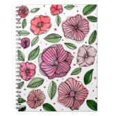 Blume in Aquarell und Tinte - Rosa und Grün Notizblock (Vorderseite)