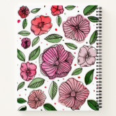 Blume in Aquarell und Tinte - Rosa und Grün Notizbuch (Rückseite)