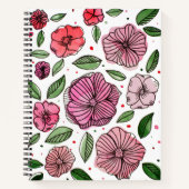 Blume in Aquarell und Tinte - Rosa und Grün Notizbuch (Vorderseite)