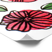 Blume in Aquarell und Tinte - Rosa und Grün Poster (Ecke)