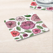 Blume in Aquarell und Tinte - Rosa und Grün Rechteckiger Pappuntersetzer (angewinkelt)