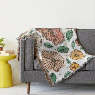 Blume in Aquarell und Tinte - Vintag Decke