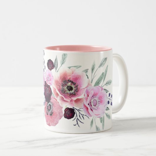 Blume in Aquarellbord Zweifarbige Tasse (VorderseiteRechts)