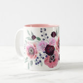 Blume in Aquarellbord Zweifarbige Tasse (Vorderseite Links)
