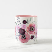 Blume in Aquarellbord Zweifarbige Tasse (Mittel)