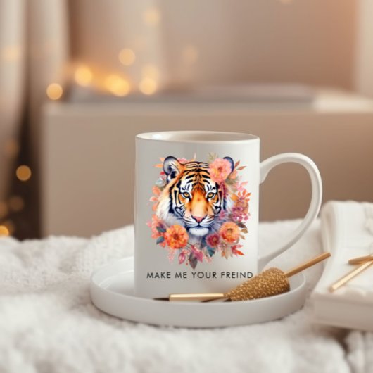 Blume in Aquarellen , Schöner Tiger Personalisiert Zweifarbige Tasse