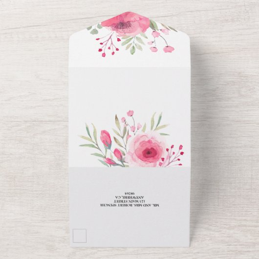 Blume in Aquarellfarbe All In One Einladung (Außenbereich)