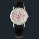 Blume in Aquarellfarbe Armbanduhr<br><div class="desc">Aquarell Rosa Blume Künstler: Tim Oole</div>
