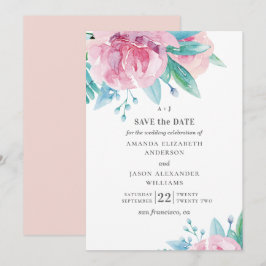 Blume in Aquarellfarbe. Blütenhochzeit Save The Date