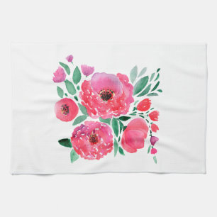 Blume in Aquarellfarbe, Bouquet. Geschirrtuch