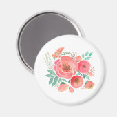 Blume in Aquarellfarbe, Bouquet. Magnet (Vorderseite/Rückseite)