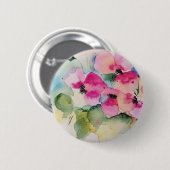 Blume in Aquarellfarbe Button (Vorne & Hinten)