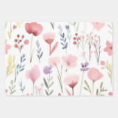 Blume in Aquarellfarbe Geschenkpapier Set (Vorderseite 3)