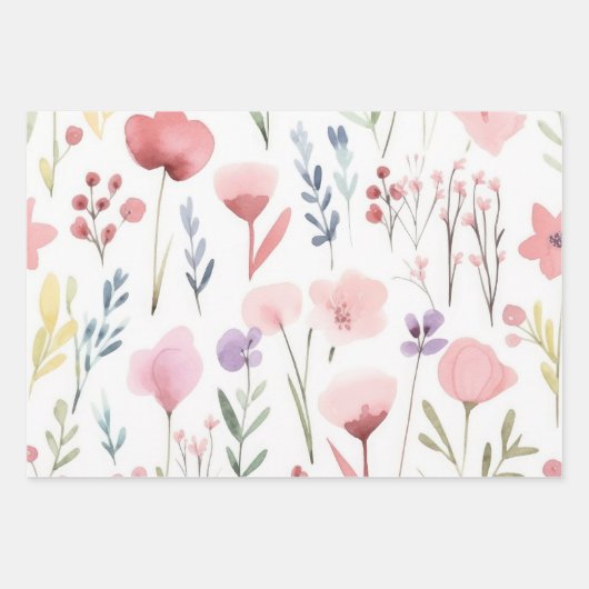 Blume in Aquarellfarbe Geschenkpapier Set (Vorderseite 3)