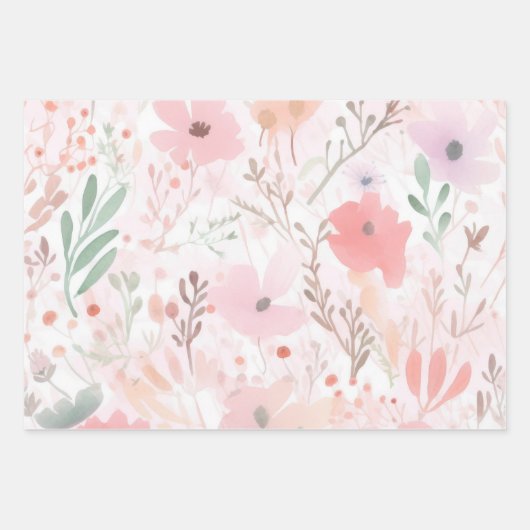 Blume in Aquarellfarbe Geschenkpapier Set (Vorderseite 2)