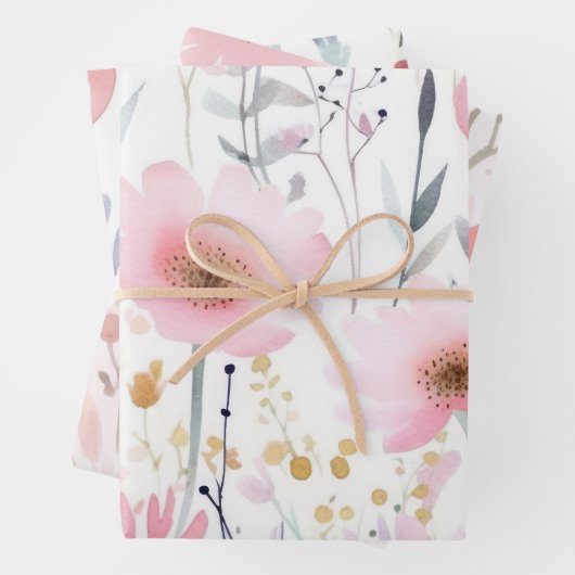Blume in Aquarellfarbe Geschenkpapier Set (Beispiel)