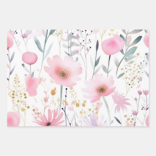 Blume in Aquarellfarbe Geschenkpapier Set (Vorderseite)