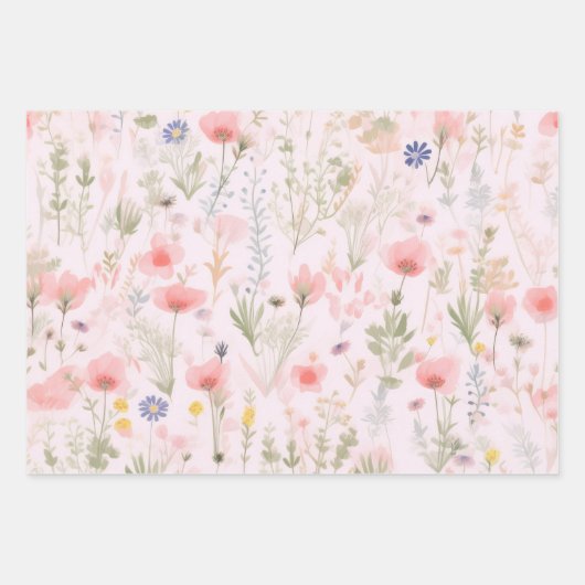 Blume in Aquarellfarbe Geschenkpapier Set (Vorderseite 3)