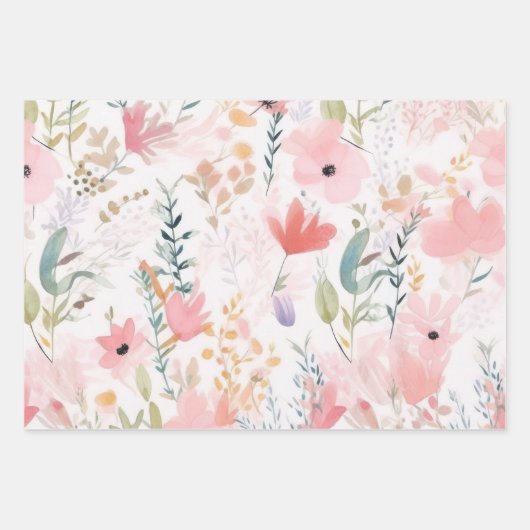 Blume in Aquarellfarbe Geschenkpapier Set (Vorderseite 2)