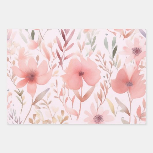 Blume in Aquarellfarbe Geschenkpapier Set (Vorderseite)