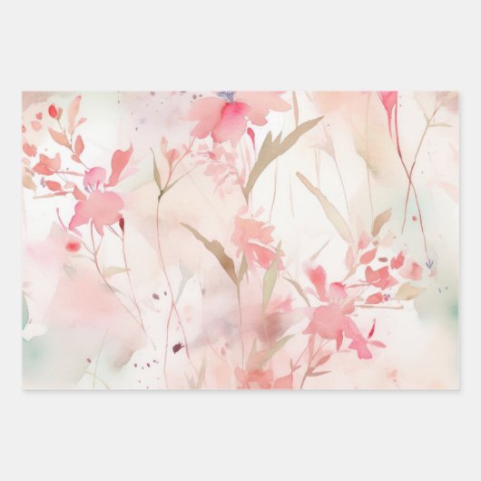 Blume in Aquarellfarbe Geschenkpapier Set (Vorderseite)