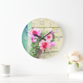Blume in Aquarellfarbe Große Wanduhr (Zuhause)