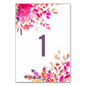 Blume in Aquarellfarbe. Hochzeitsreise im Garten Tischnummer (Rückseite)