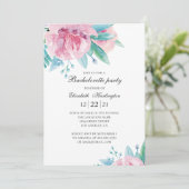 Blume in Aquarellfarbe. Junggeselinnen-Abschied Einladung (Stehend Vorderseite)