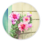 Blume in Aquarellfarbe Keramikknauf (Vorderseite)