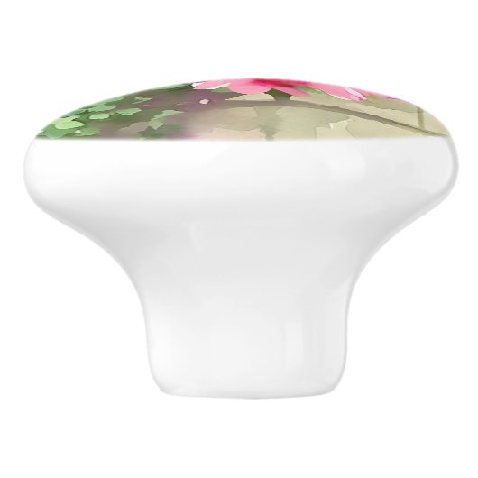 Blume in Aquarellfarbe Keramikknauf (Seitenansicht)