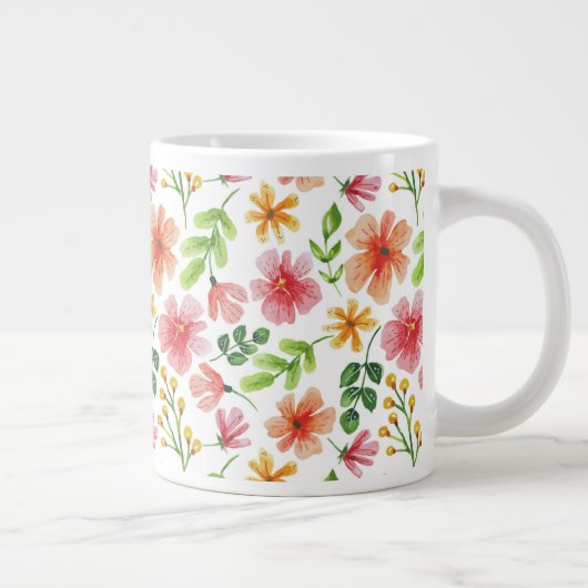 Blume in Aquarellfarbe, Muster-69677 Jumbo-Tasse (Rechts)