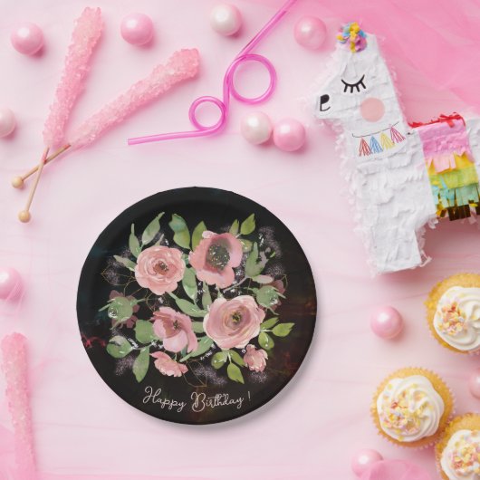 Blume in Aquarellfarbe Pappteller (Party)