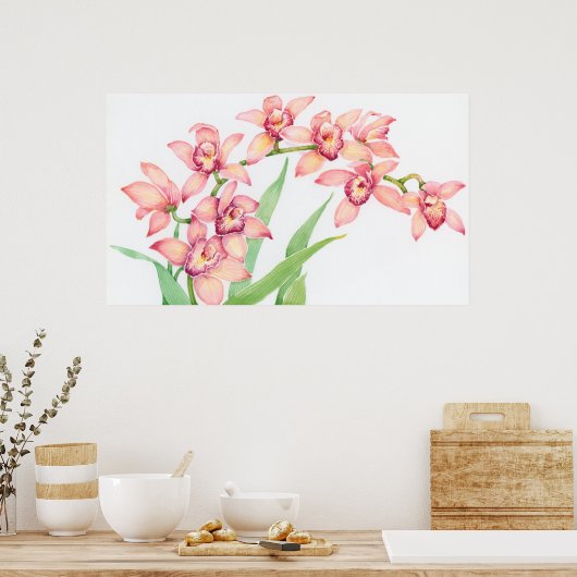 Blume in Aquarellfarbe Poster (Küche)