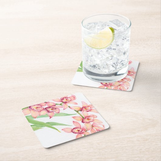 Blume in Aquarellfarbe Rechteckiger Pappuntersetzer (Vor Ort)