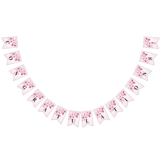 Blume in Aquarellfarbe Rosa Jagdflagge Wimpelkette (Alle)