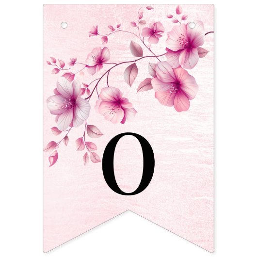 Blume in Aquarellfarbe Rosa Jagdflagge Wimpelkette (Zweite Fahne)