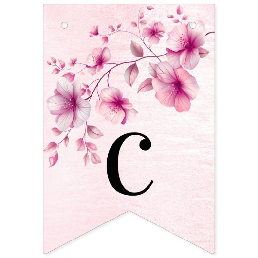 Blume in Aquarellfarbe Rosa Jagdflagge Wimpelkette (Erste Fahne)