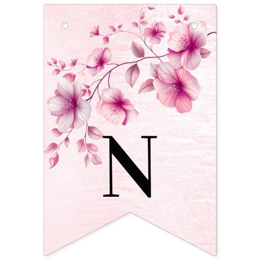 Blume in Aquarellfarbe Rosa Jagdflagge Wimpelkette (Dritte Fahne)