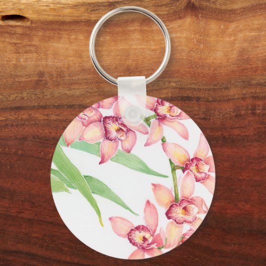 Blume in Aquarellfarbe Schlüsselanhänger (Vorderseite)