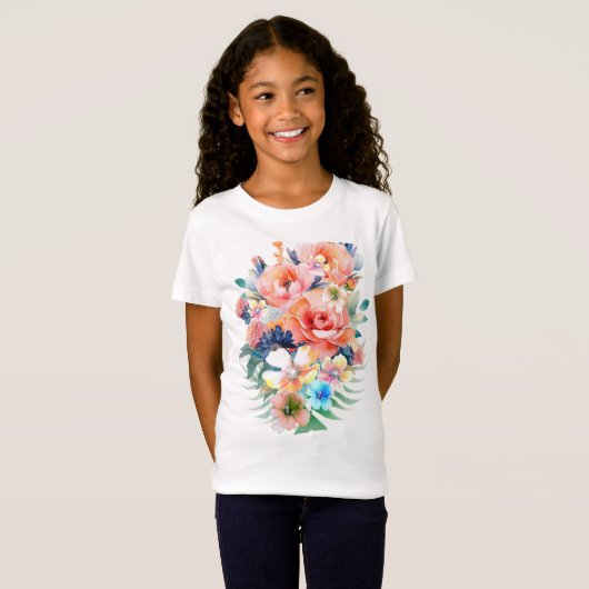 Blume in Aquarellfarbe T-Shirt (Vorne ganz)